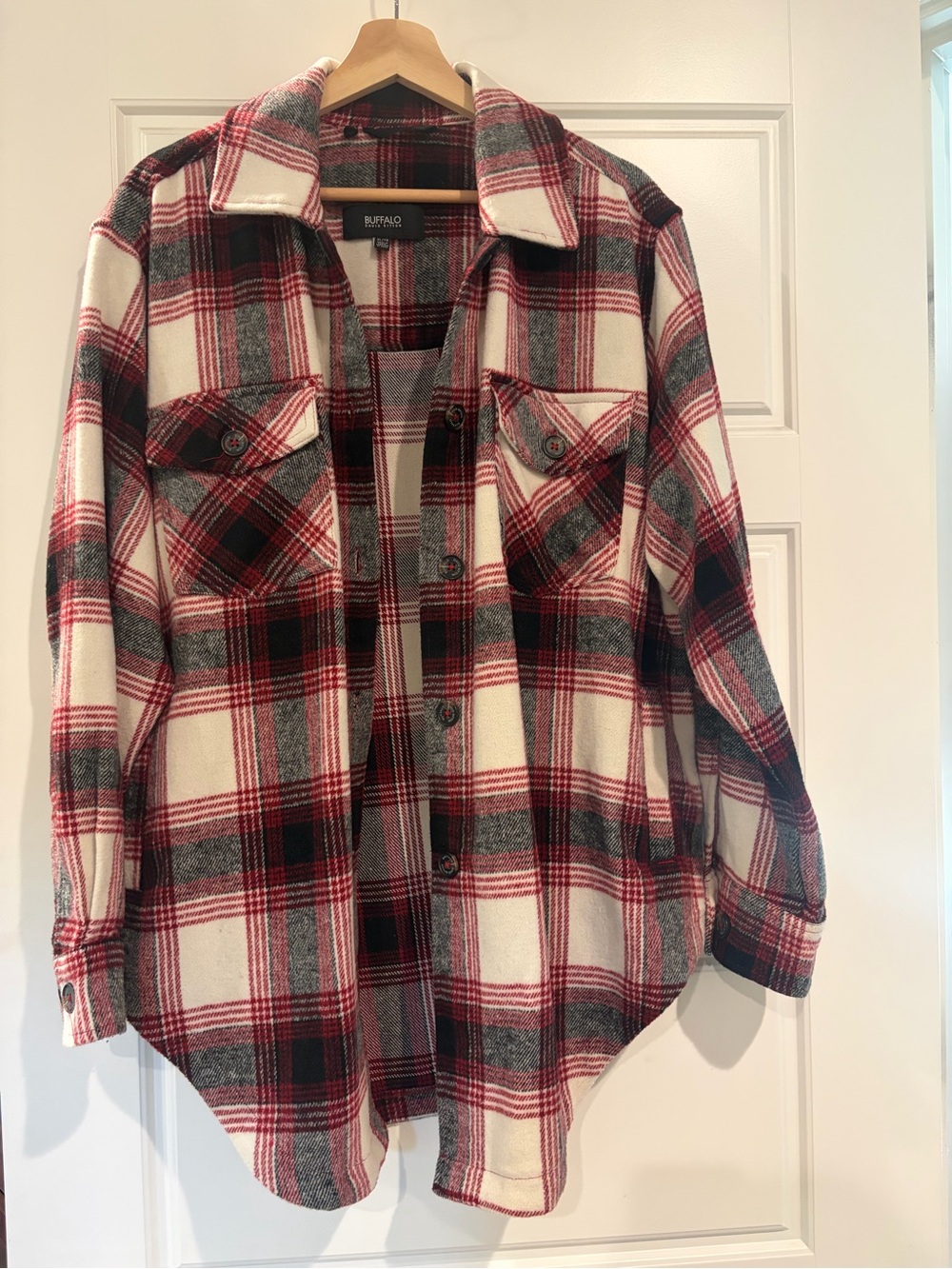 Buffalo David Bitton Red, Gray & White Plaid Button-Front Kids Shirt Jacket